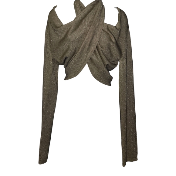 NWT New York & Company Versatile Gold Shimmer Long Sleeve Cardigan - Picture 6 of 6